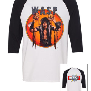 W.A.S.P. "Blackie Lawless Vintage 2 Skulls" Mens 3/4 Sleeve Raglan Shirt
